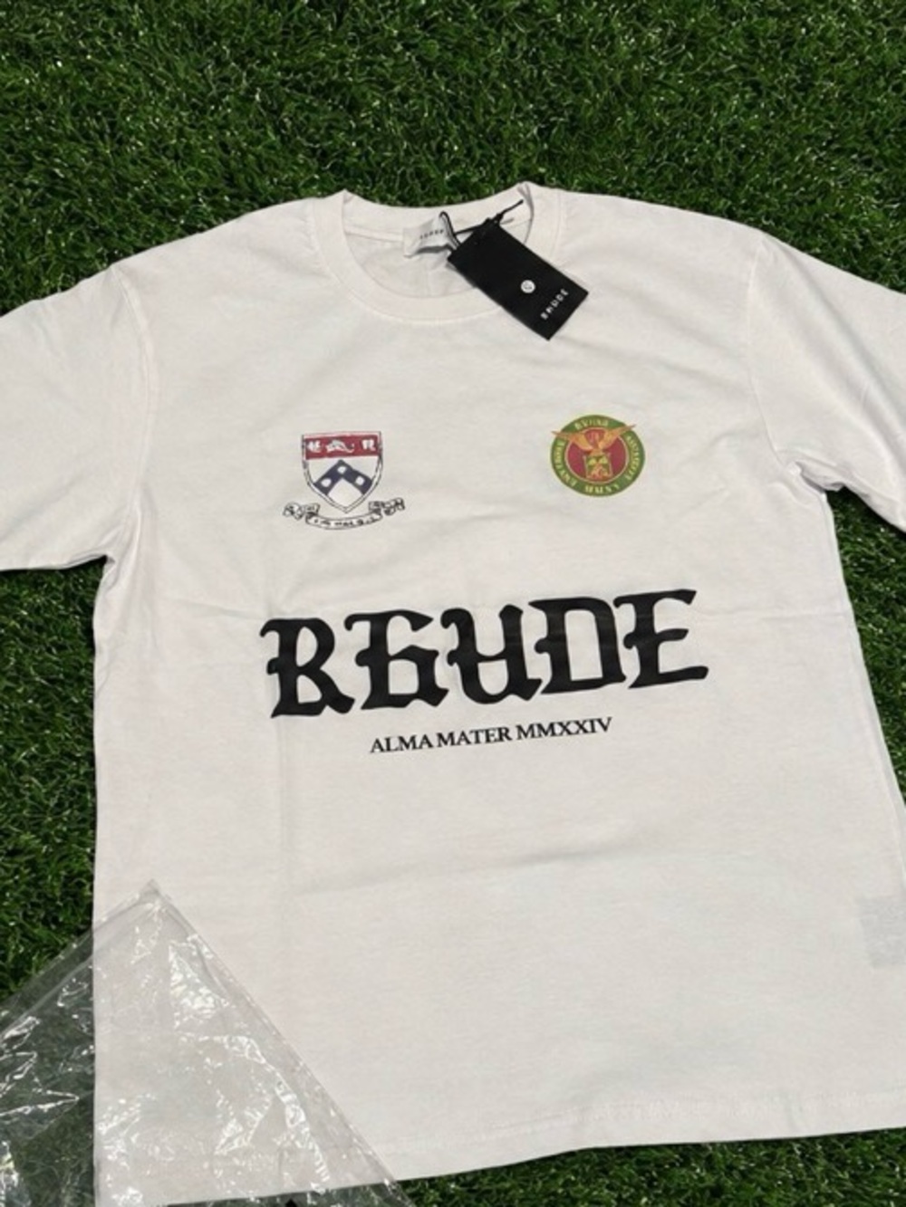 RHUDE UNIVERSITY White Graphic 'Alma Mater' Short-Sleeve Tee